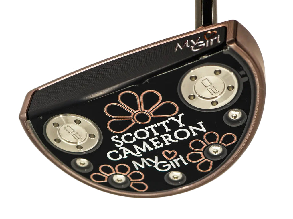 Scotty Cameron putter head with 'My Girl' design on a white background