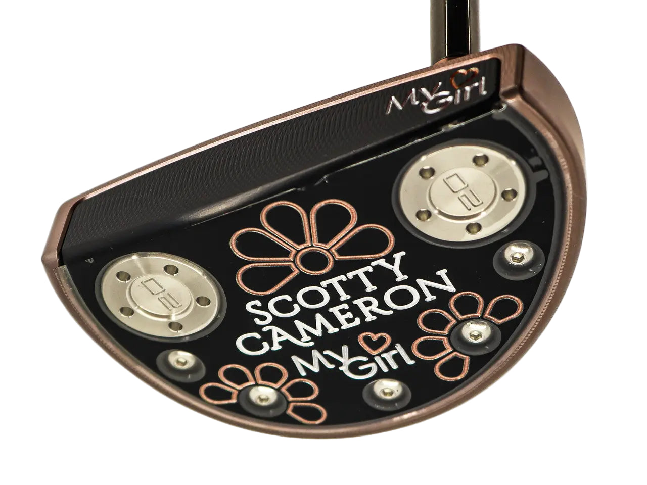 Scotty Cameron putter head with 'My Girl' design on a white background
